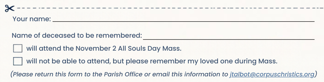 All Souls Day Mass Form